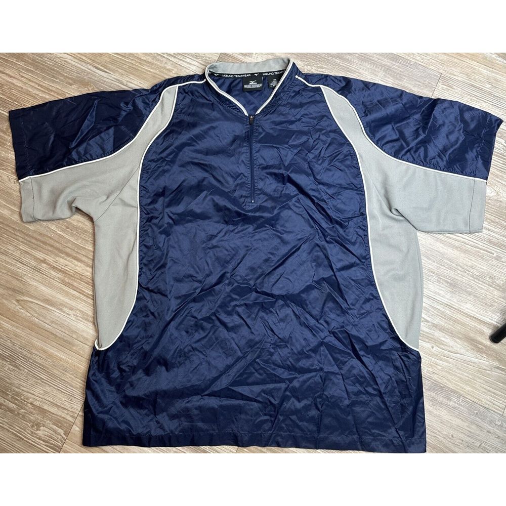 Mizuno Mens  Quarter Zip Pullover Windbreaker/Back Vent Sz 2XL Short Sleeve